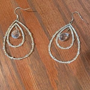 Silver drop earrings with crystals